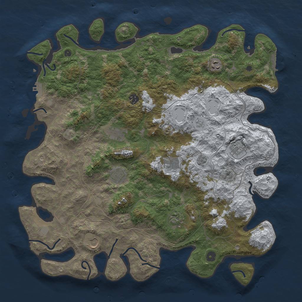 Rust Map: Procedural Map, Size: 4500, Seed: 1311, 18 Monuments