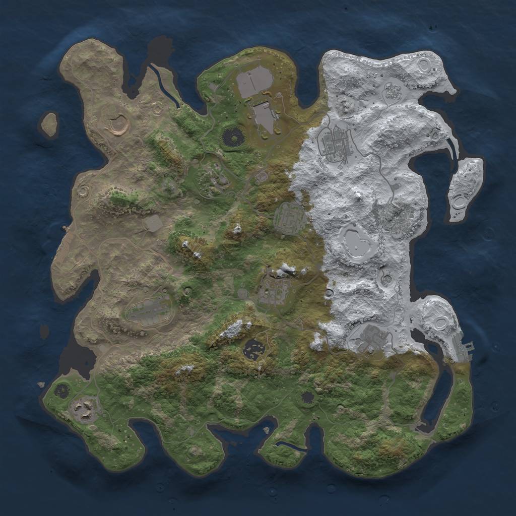 Rust Map: Procedural Map, Size: 3750, Seed: 353662555, 19 Monuments