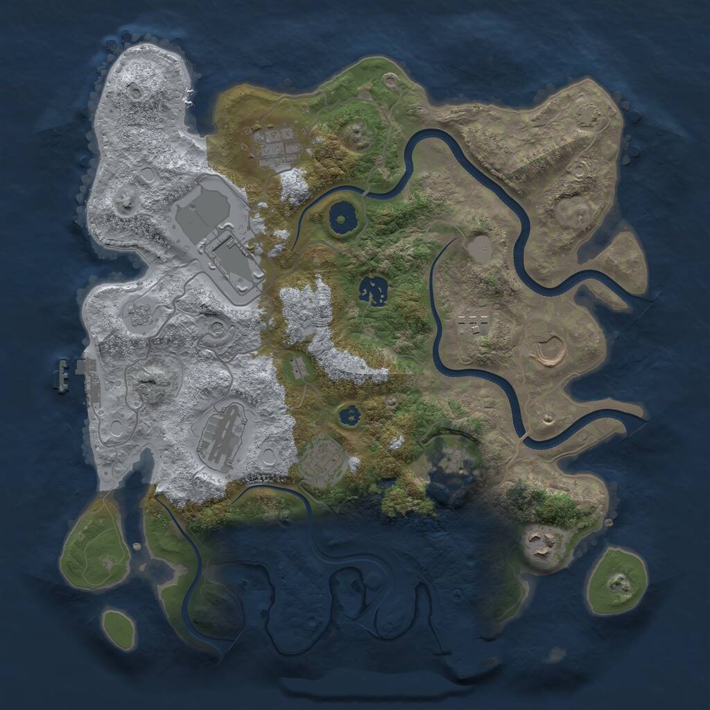 Rust Map: Procedural Map, Size: 3500, Seed: 8964, 15 Monuments