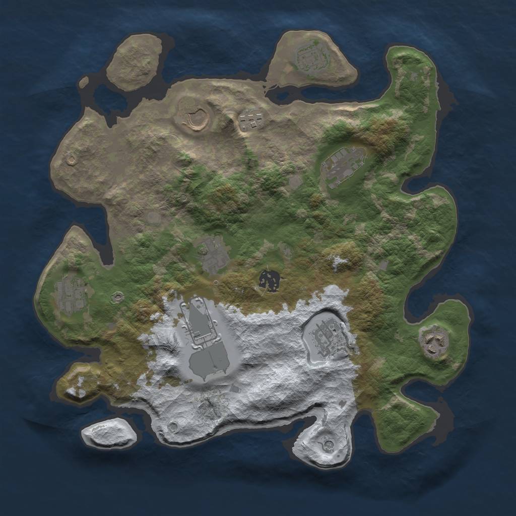 Rust Map: Barren, Size: 3500, Seed: 733052973, 13 Monuments