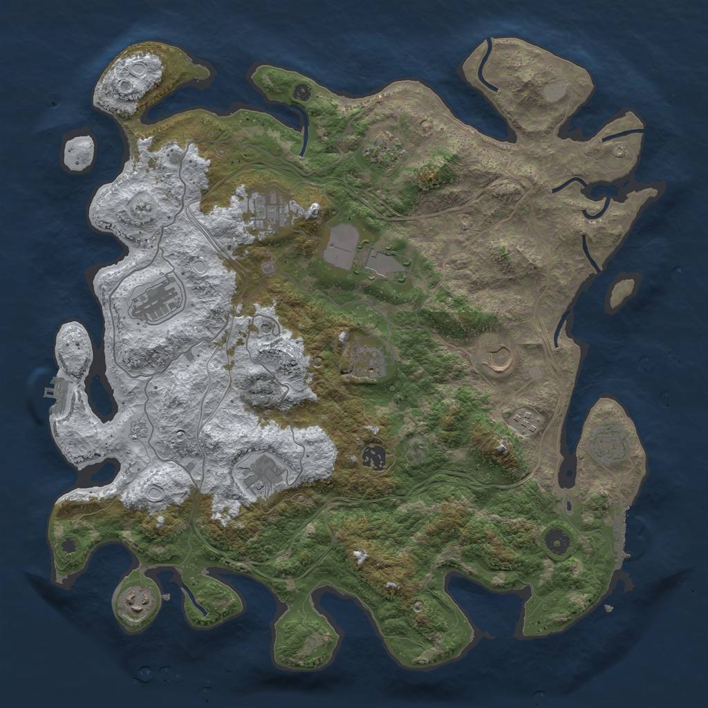 Rust Map: Procedural Map, Size: 4250, Seed: 737773324, 20 Monuments