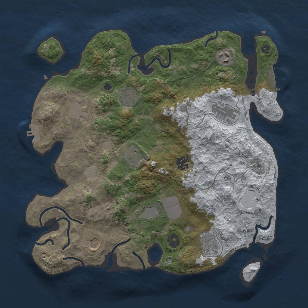 Rust Map: Procedural Map, Size: 3500, Seed: 722316714, 18 Monuments