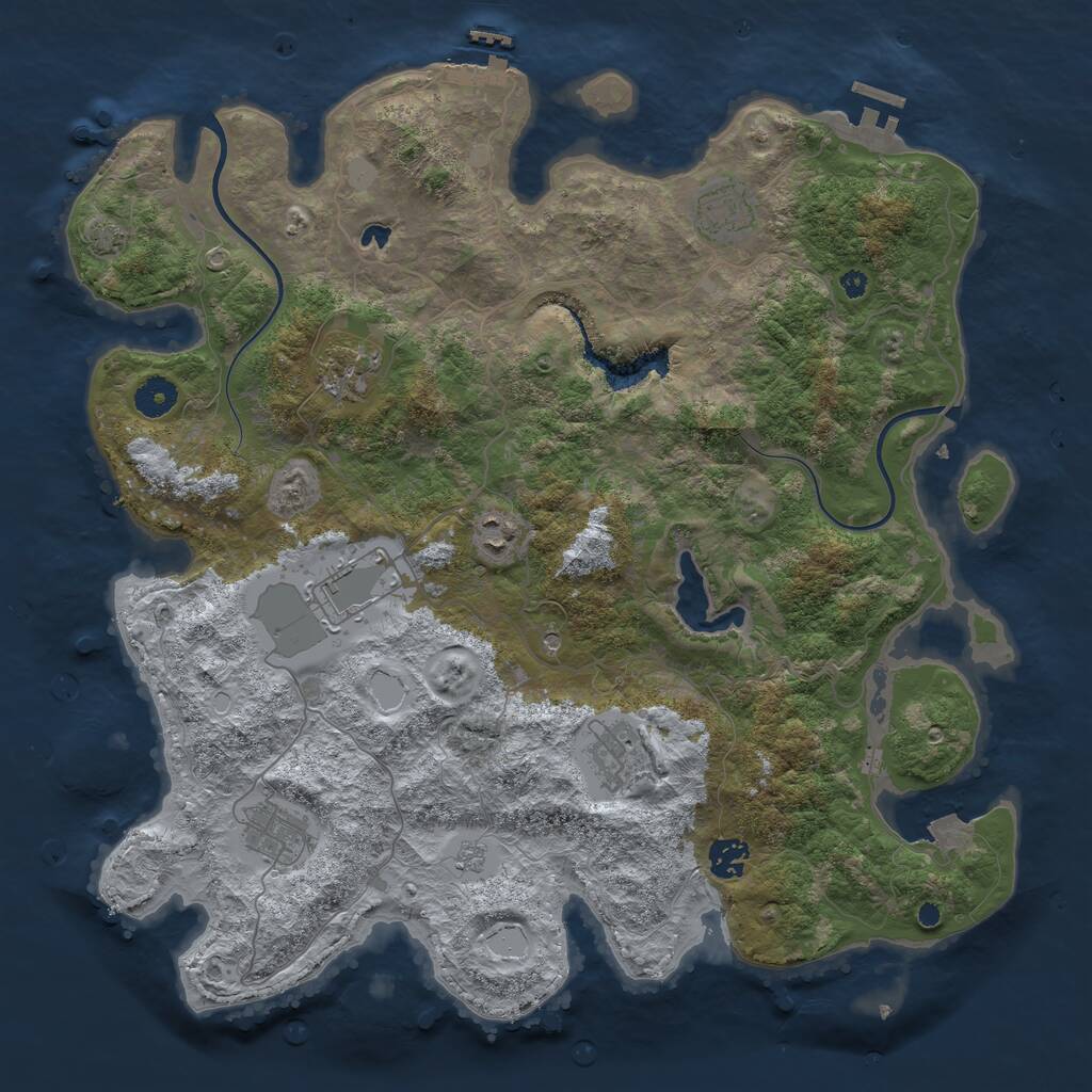 Rust Map: Procedural Map, Size: 4000, Seed: 1520, 13 Monuments