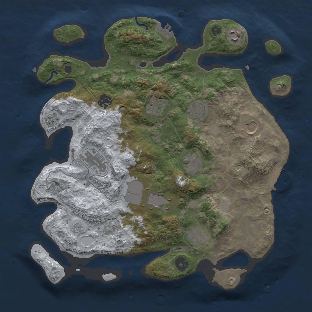Rust Map: Procedural Map, Size: 3500, Seed: 1753570867, 19 Monuments