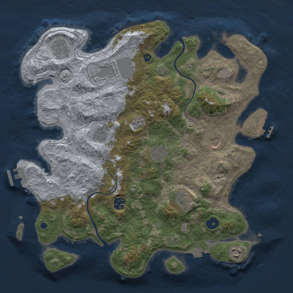 Rust Map: Procedural Map, Size: 3700, Seed: 8507, 15 Monuments