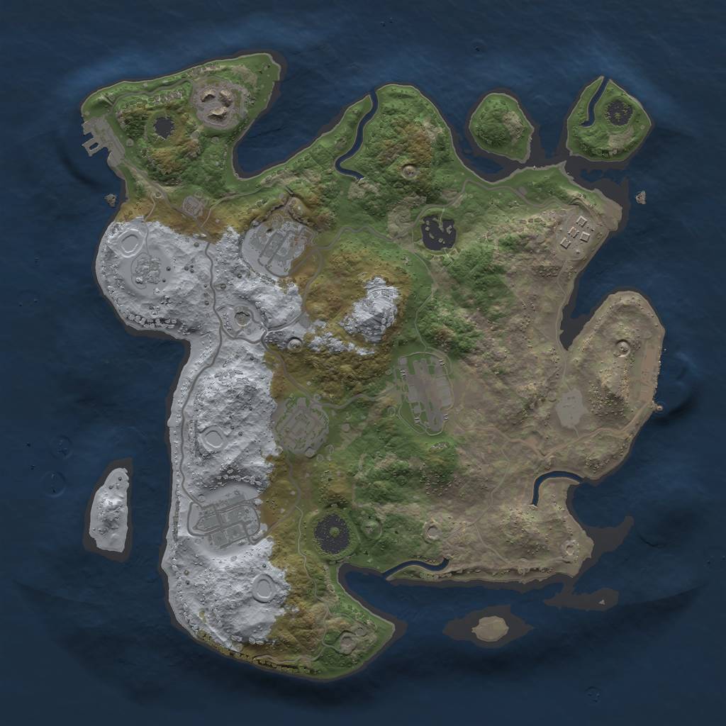 Rust Map: Procedural Map, Size: 3000, Seed: 667309054, 16 Monuments