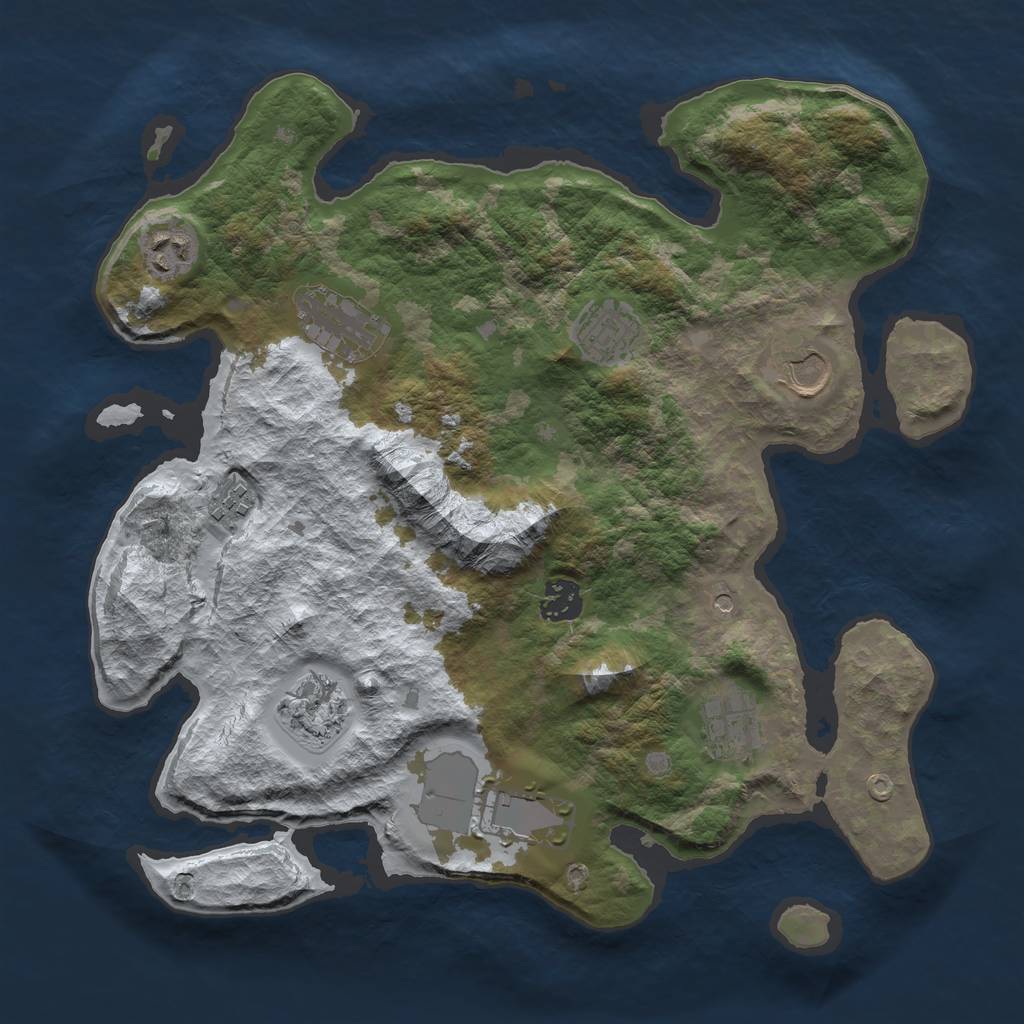Rust Map: Barren, Size: 3500, Seed: 12512, 12 Monuments