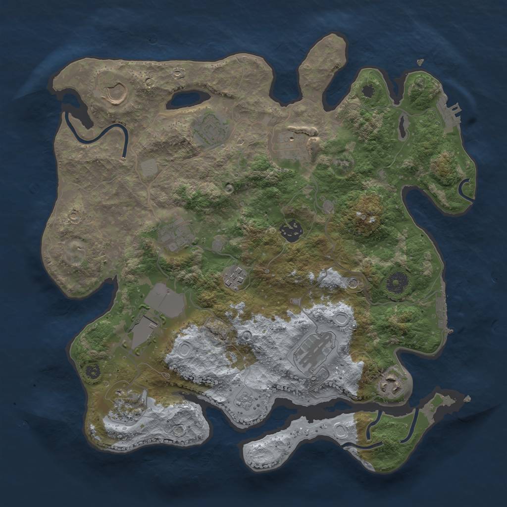 Rust Map: Procedural Map, Size: 3500, Seed: 696536626, 19 Monuments