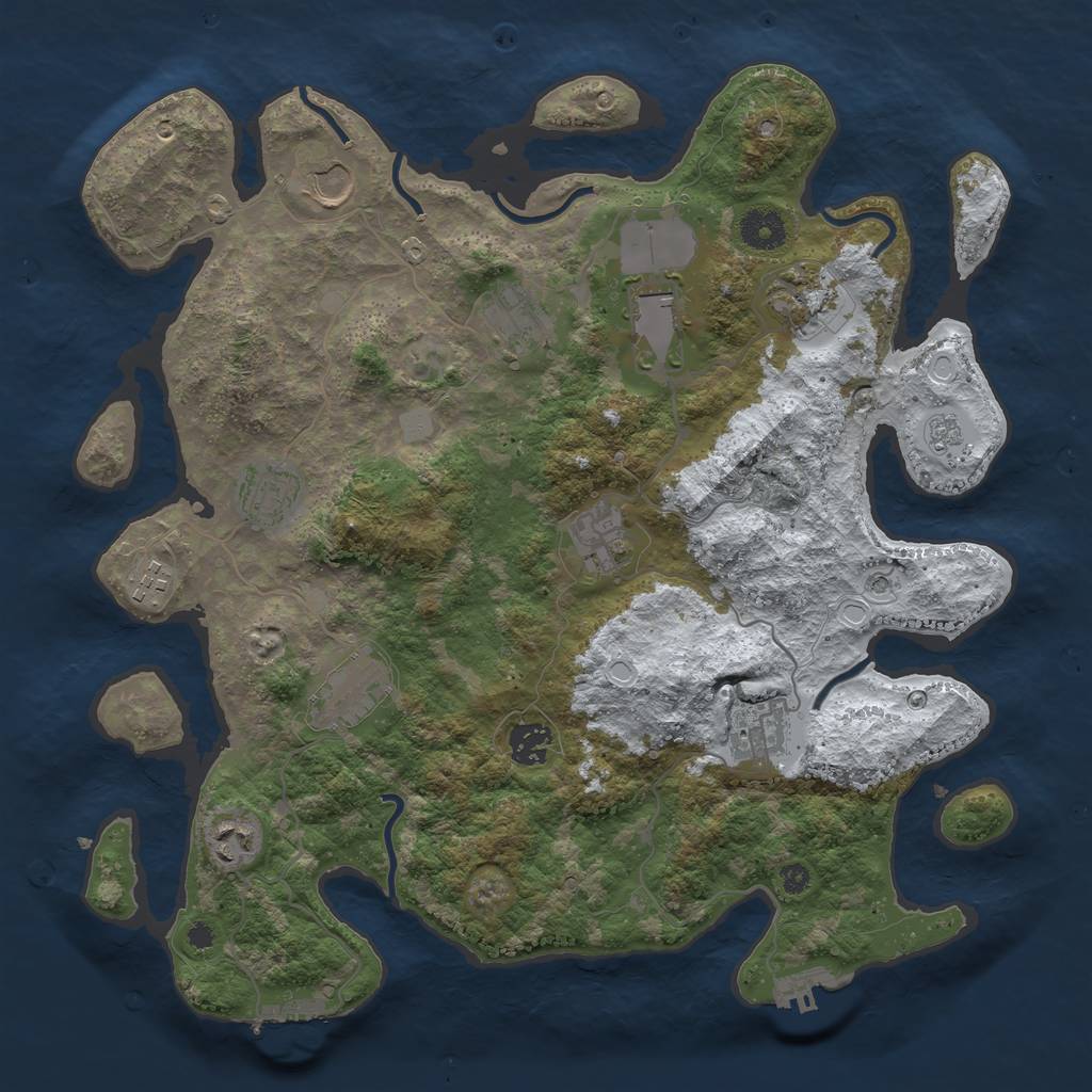 Rust Map: Procedural Map, Size: 3750, Seed: 1360196417, 20 Monuments