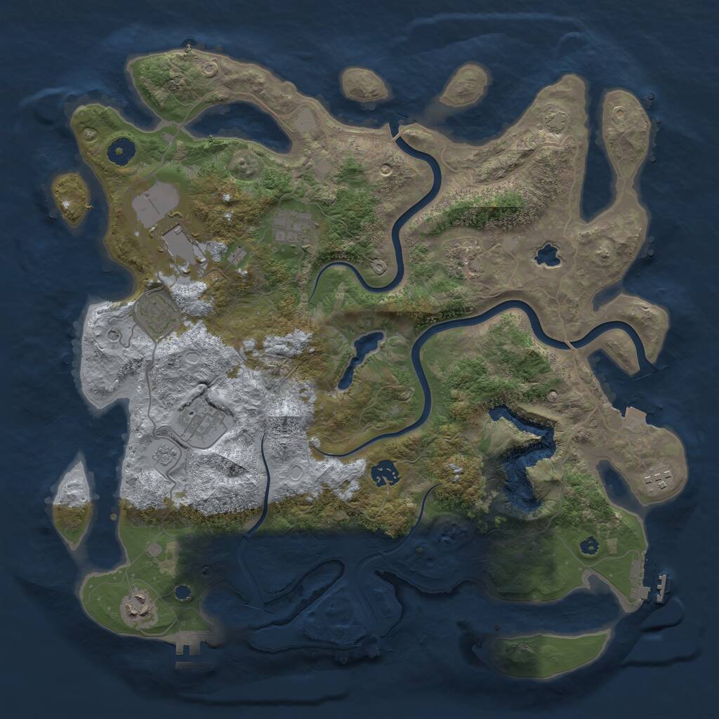 Rust Map: Procedural Map, Size: 4000, Seed: 1690776210, 14 Monuments