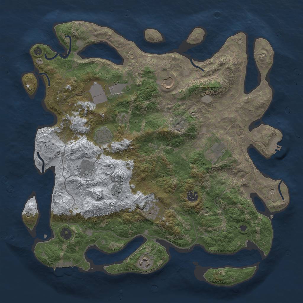 Rust Map: Procedural Map, Size: 4000, Seed: 1690776210, 18 Monuments