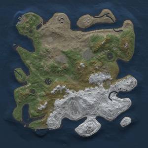 Thumbnail Rust Map: Procedural Map, Size: 3300, Seed: 65436, 16 Monuments