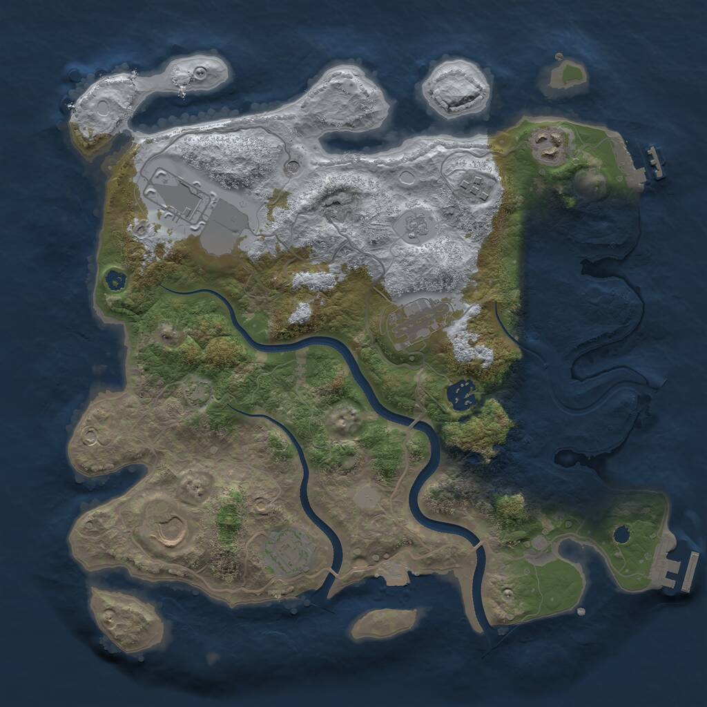 Rust Map: Procedural Map, Size: 3500, Seed: 1588404463, 13 Monuments