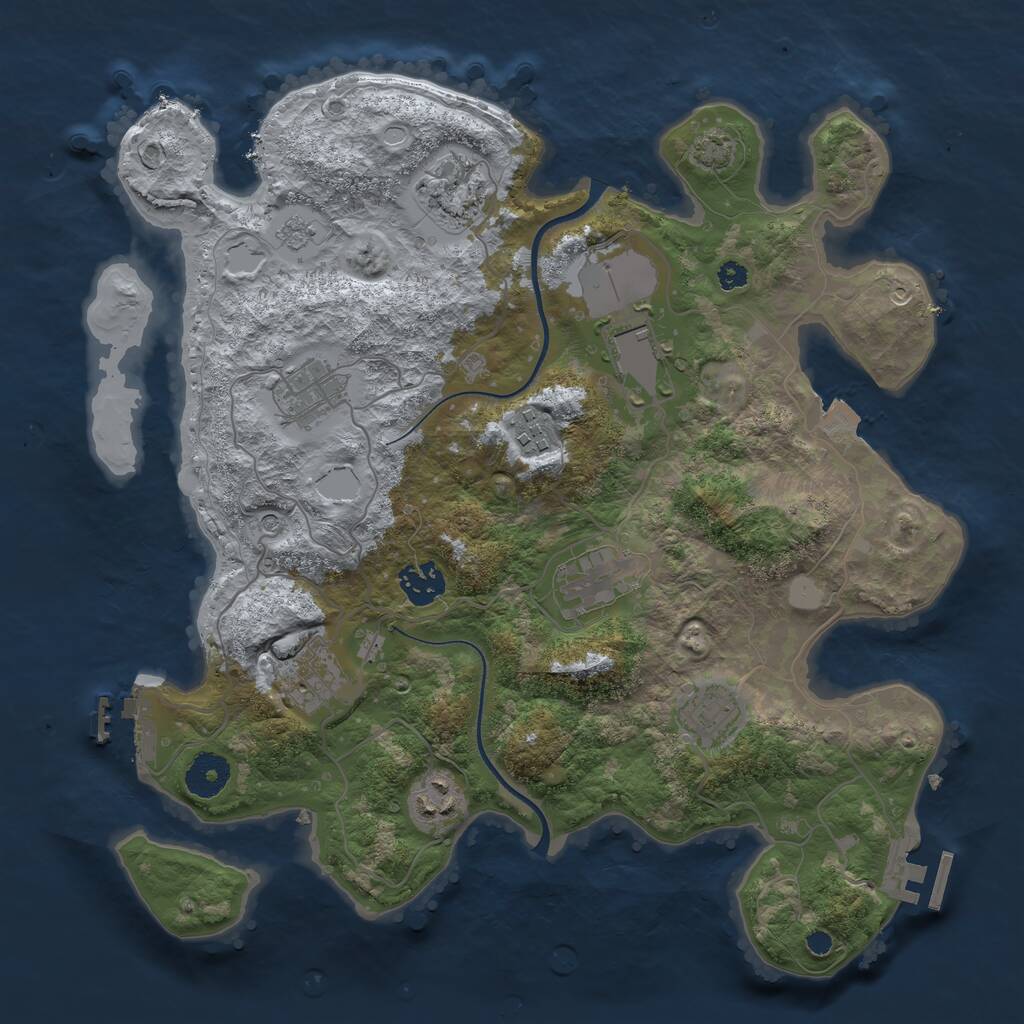 Rust Map: Procedural Map, Size: 3500, Seed: 1005271542, 15 Monuments