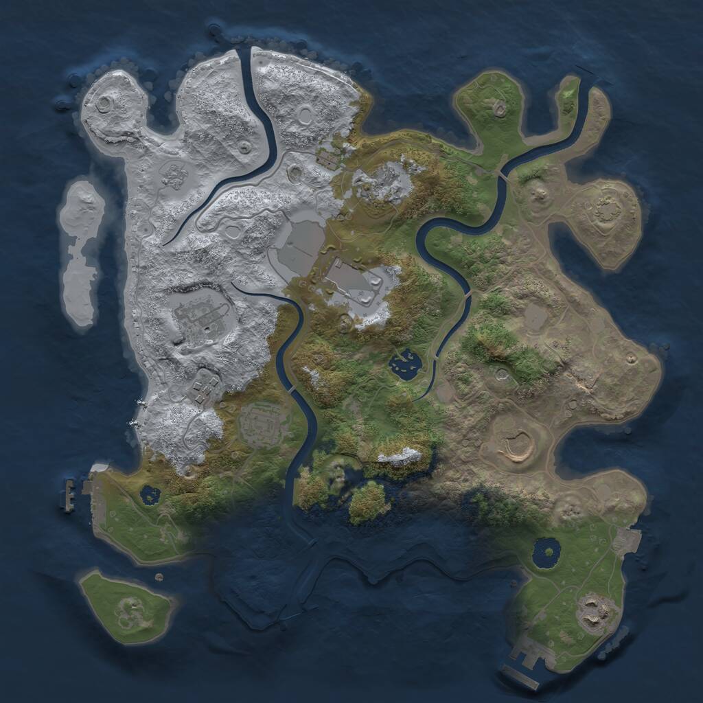 Rust Map: Procedural Map, Size: 3500, Seed: 1005271542, 14 Monuments