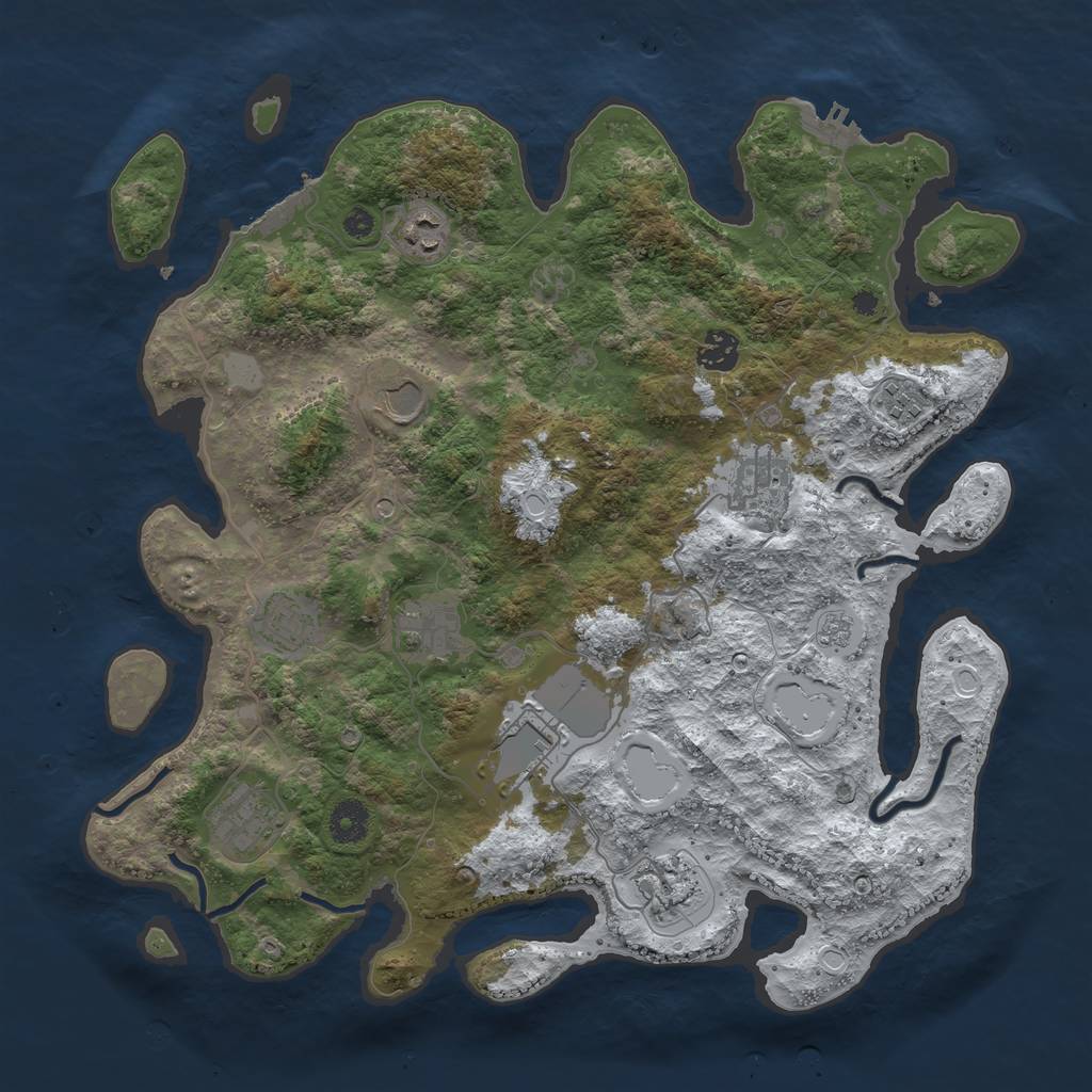 Rust Map: Procedural Map, Size: 3850, Seed: 1672649362, 19 Monuments