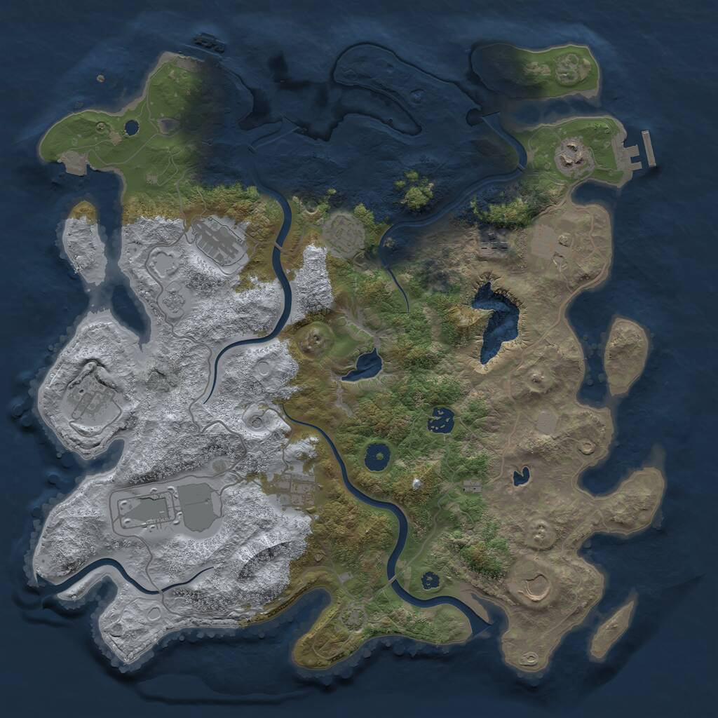 Rust Map: Procedural Map, Size: 4000, Seed: 1252, 16 Monuments