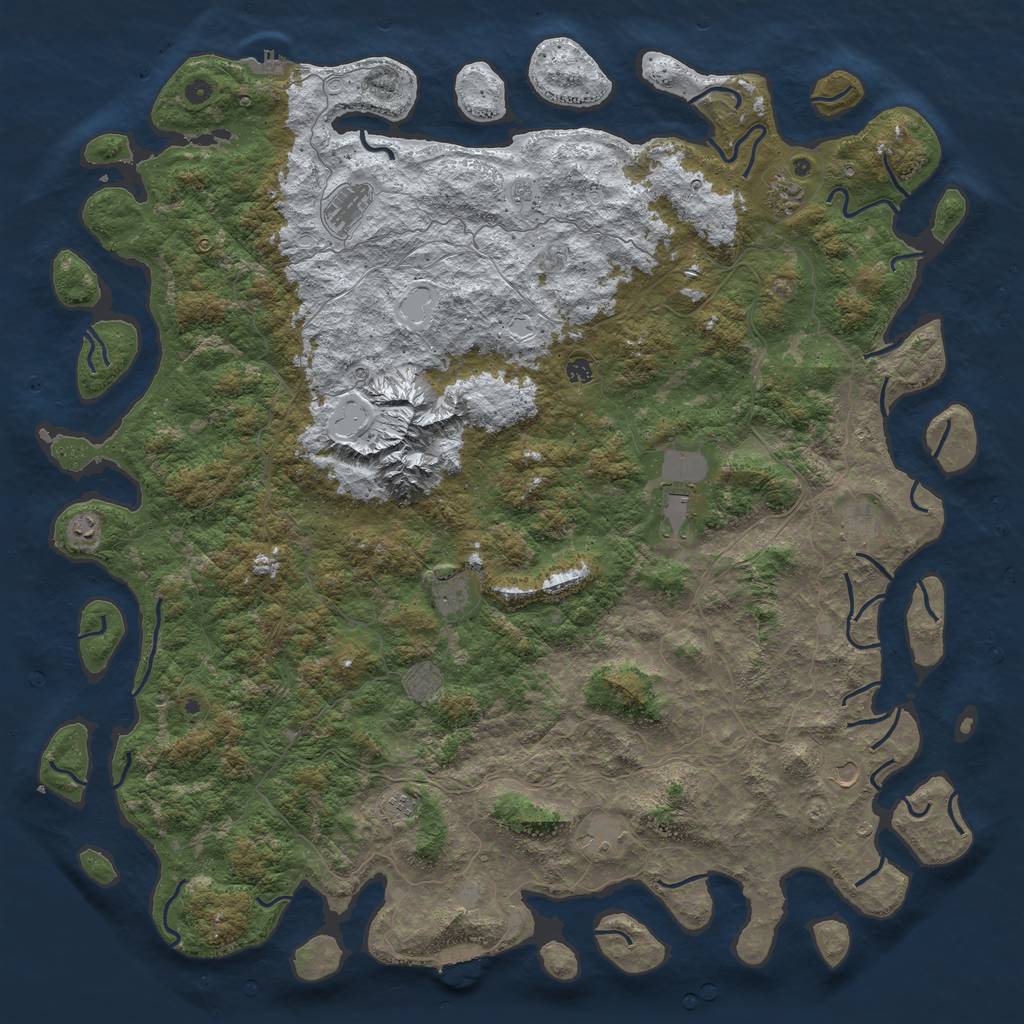 Rust Map: Procedural Map, Size: 6000, Seed: 117368258, 20 Monuments