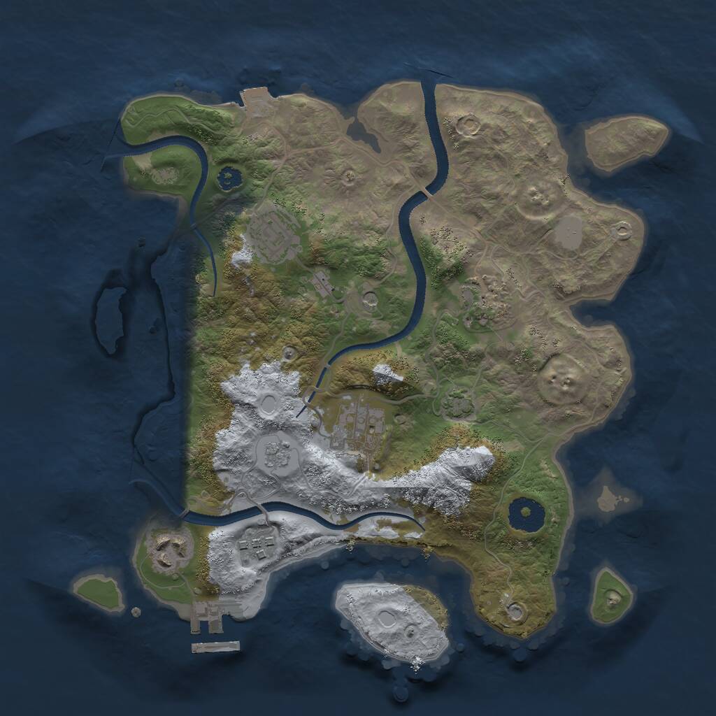 Rust Map: Procedural Map, Size: 3000, Seed: 33345, 10 Monuments