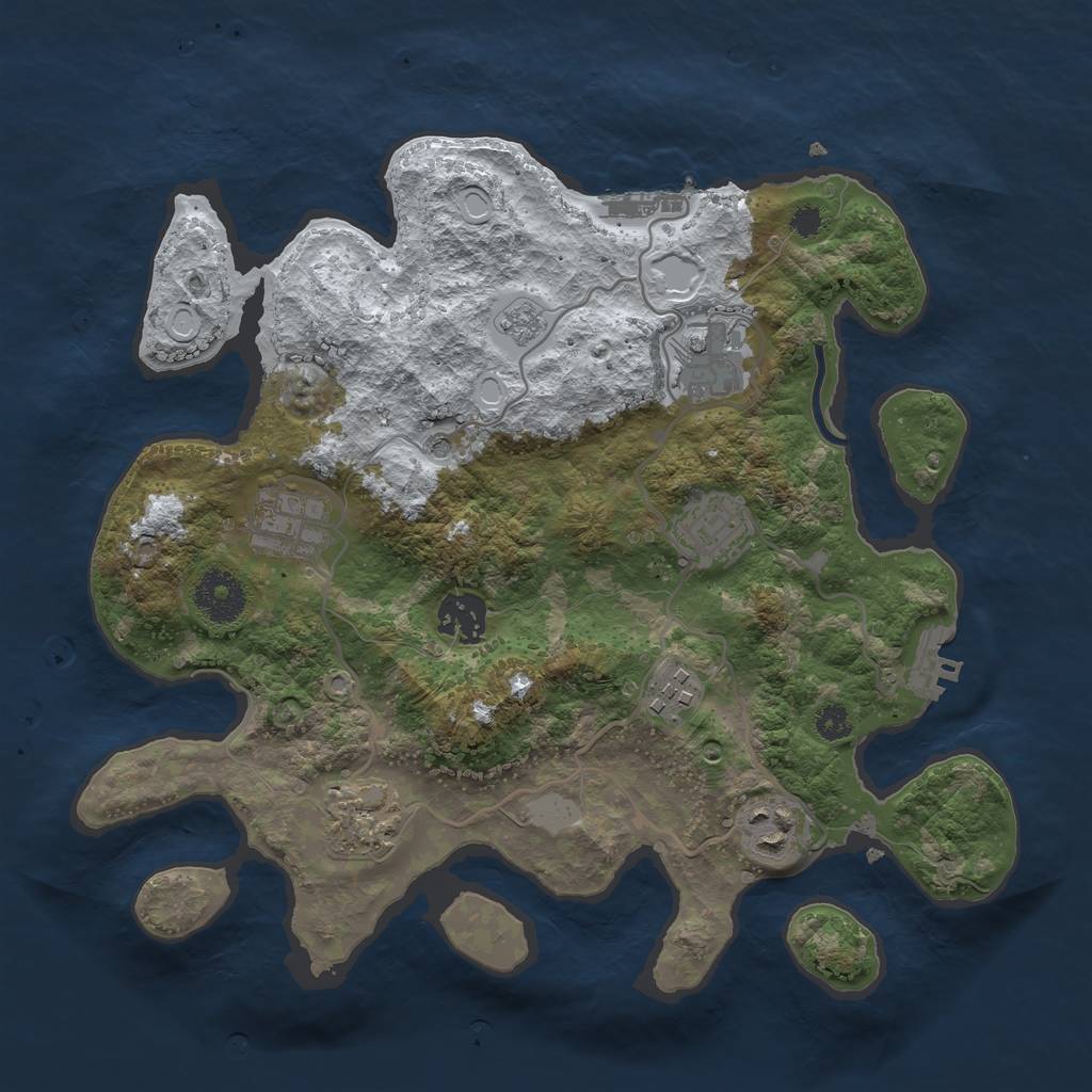 Rust Map: Procedural Map, Size: 3200, Seed: 349268848, 16 Monuments