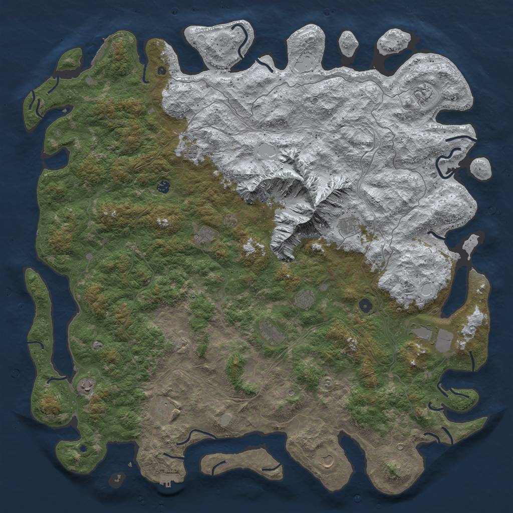 Rust Map: Procedural Map, Size: 6000, Seed: 9721121, 20 Monuments