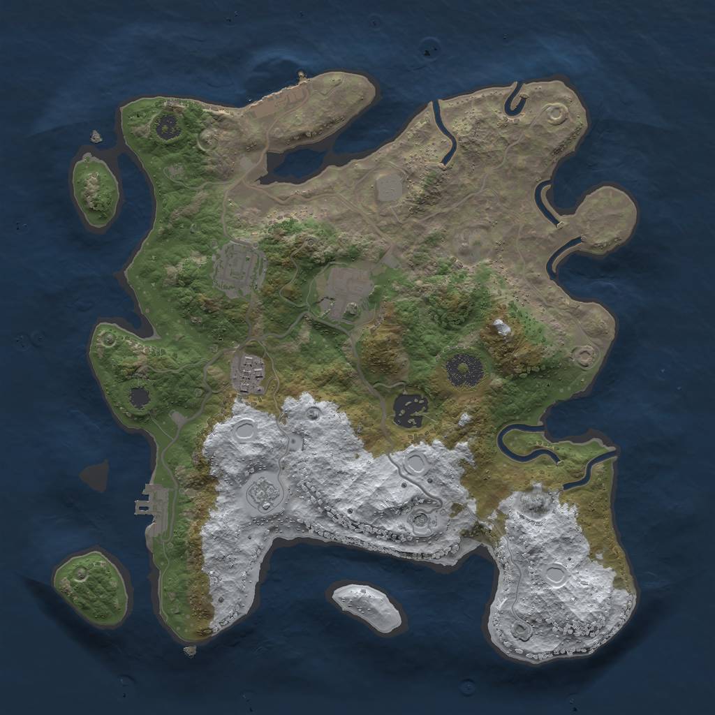 Rust Map: Procedural Map, Size: 3000, Seed: 33545, 13 Monuments