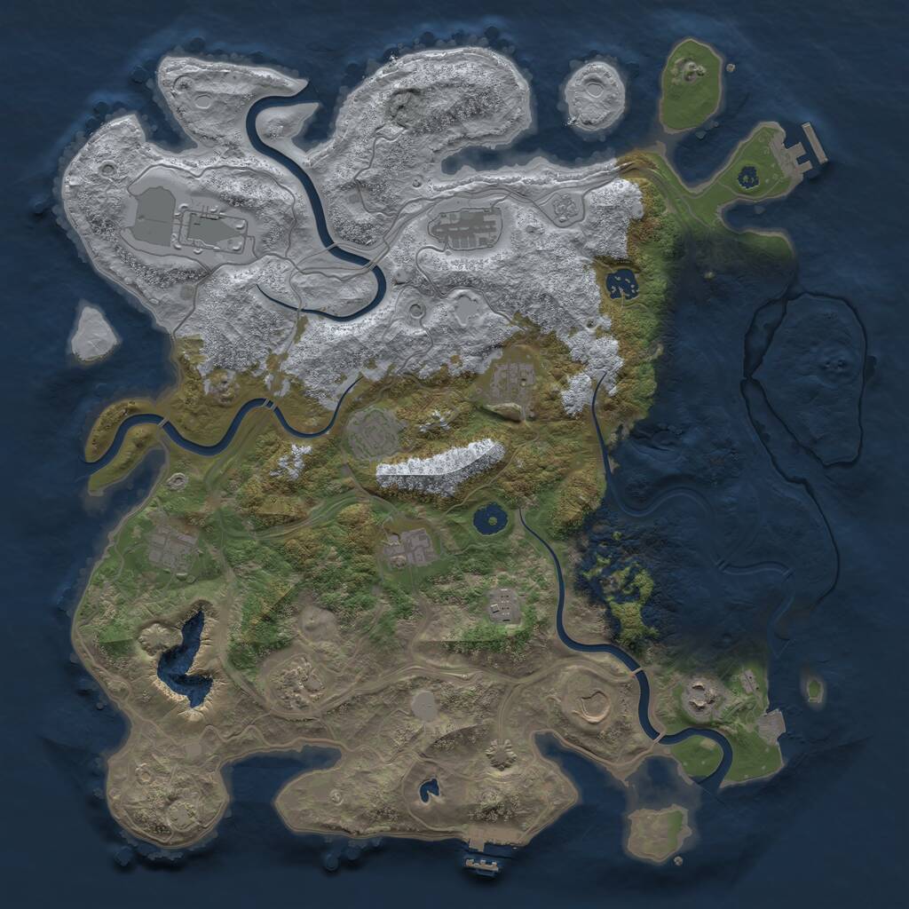 Rust Map: Procedural Map, Size: 4250, Seed: 258947720, 17 Monuments