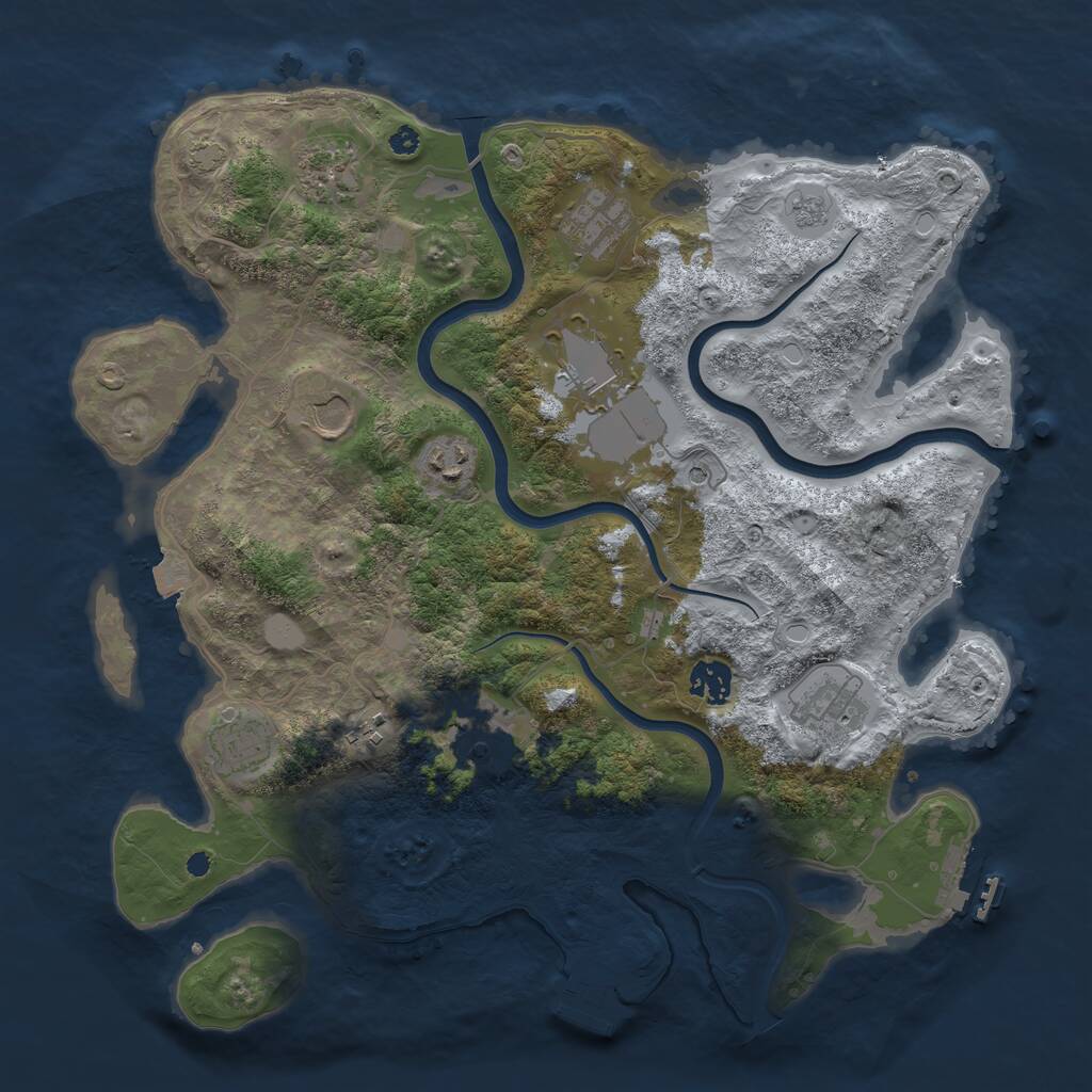 Rust Map: Procedural Map, Size: 3750, Seed: 74129, 16 Monuments