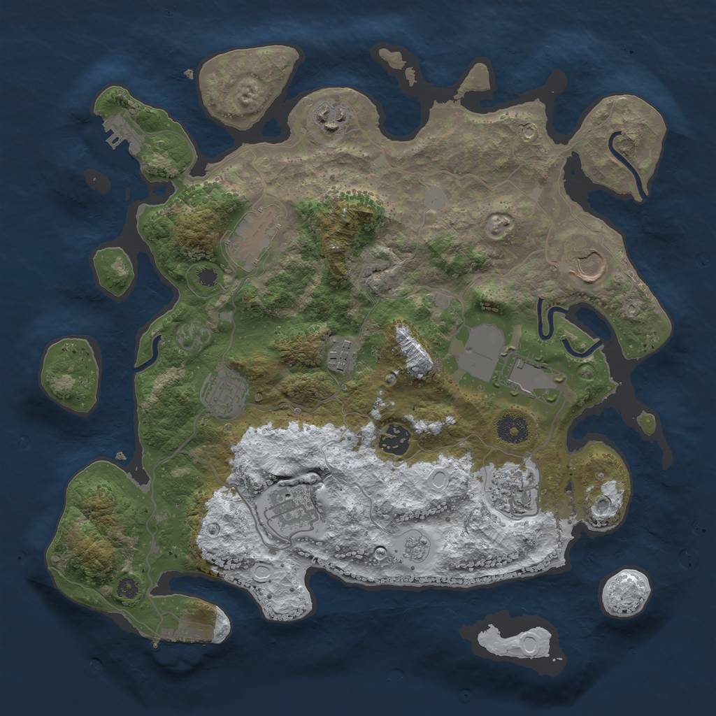 Rust Map: Procedural Map, Size: 3500, Seed: 2072962109, 17 Monuments