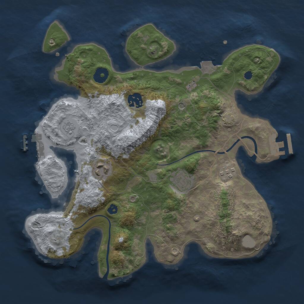 Rust Map: Procedural Map, Size: 3000, Seed: 22365478, 10 Monuments