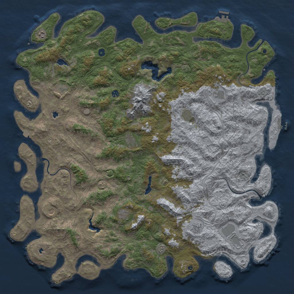 Rust Map: Procedural Map, Size: 6000, Seed: 31484789, 17 Monuments