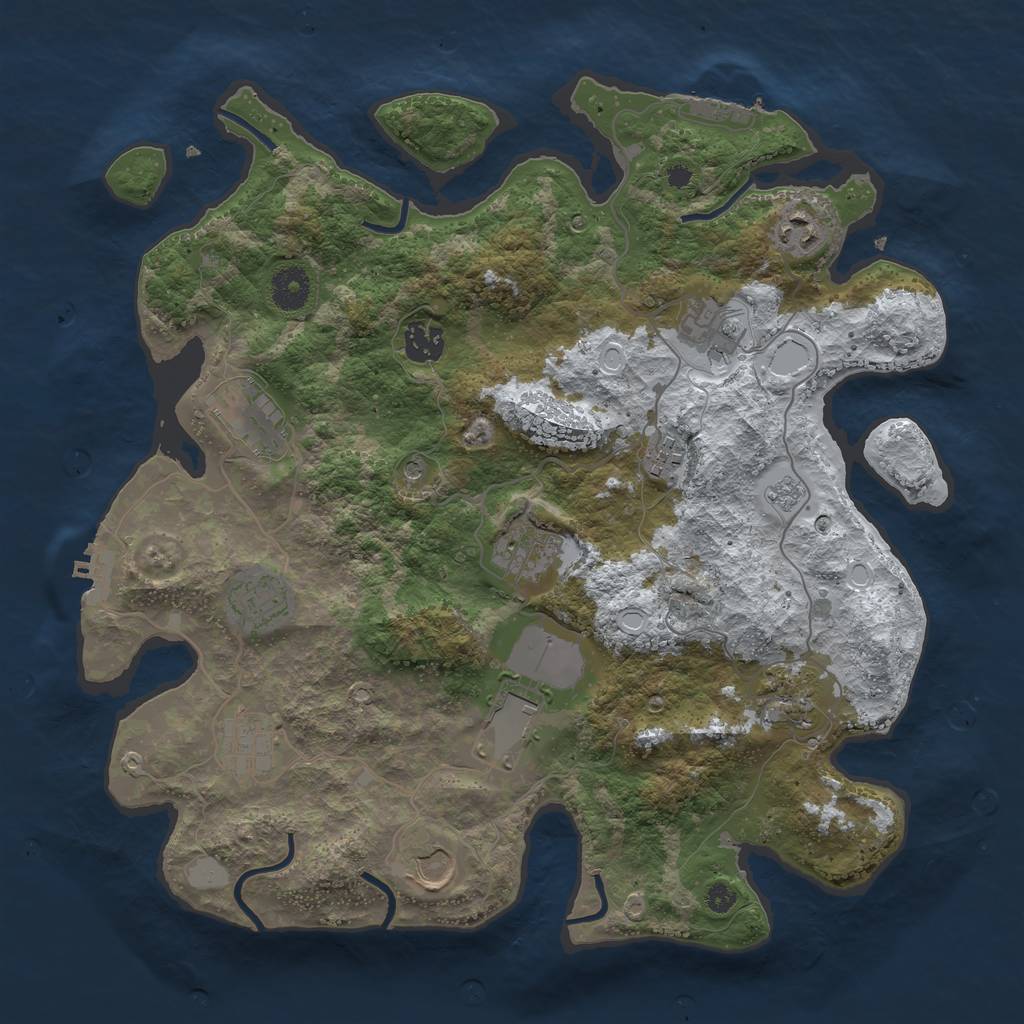 Rust Map: Procedural Map, Size: 3700, Seed: 546686583, 20 Monuments