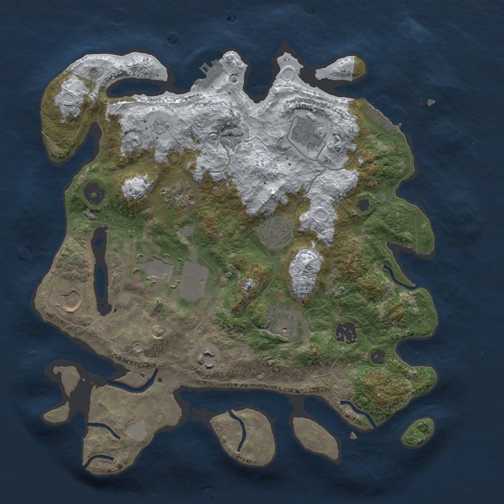 Rust Map: Procedural Map, Size: 3500, Seed: 1062029479, 16 Monuments