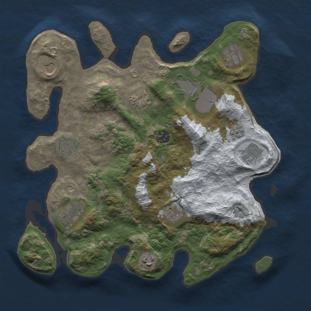 Rust Map: Barren, Size: 3500, Seed: 735654353, 14 Monuments