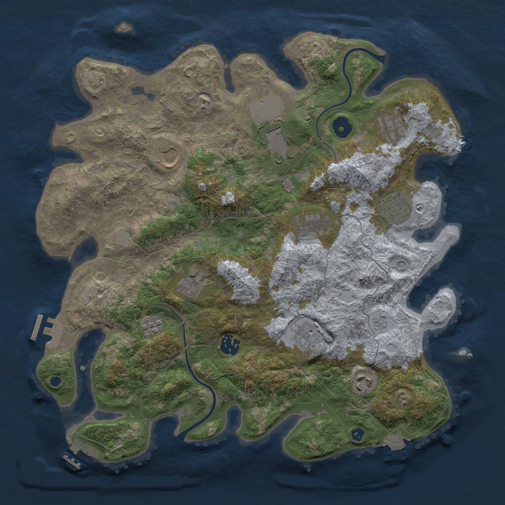 Rust Map: Procedural Map, Size: 3850, Seed: 1897940083, 16 Monuments