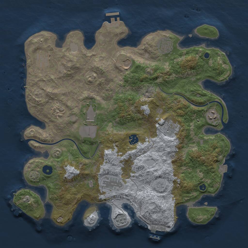 Rust Map: Procedural Map, Size: 3750, Seed: 1536083396, 16 Monuments