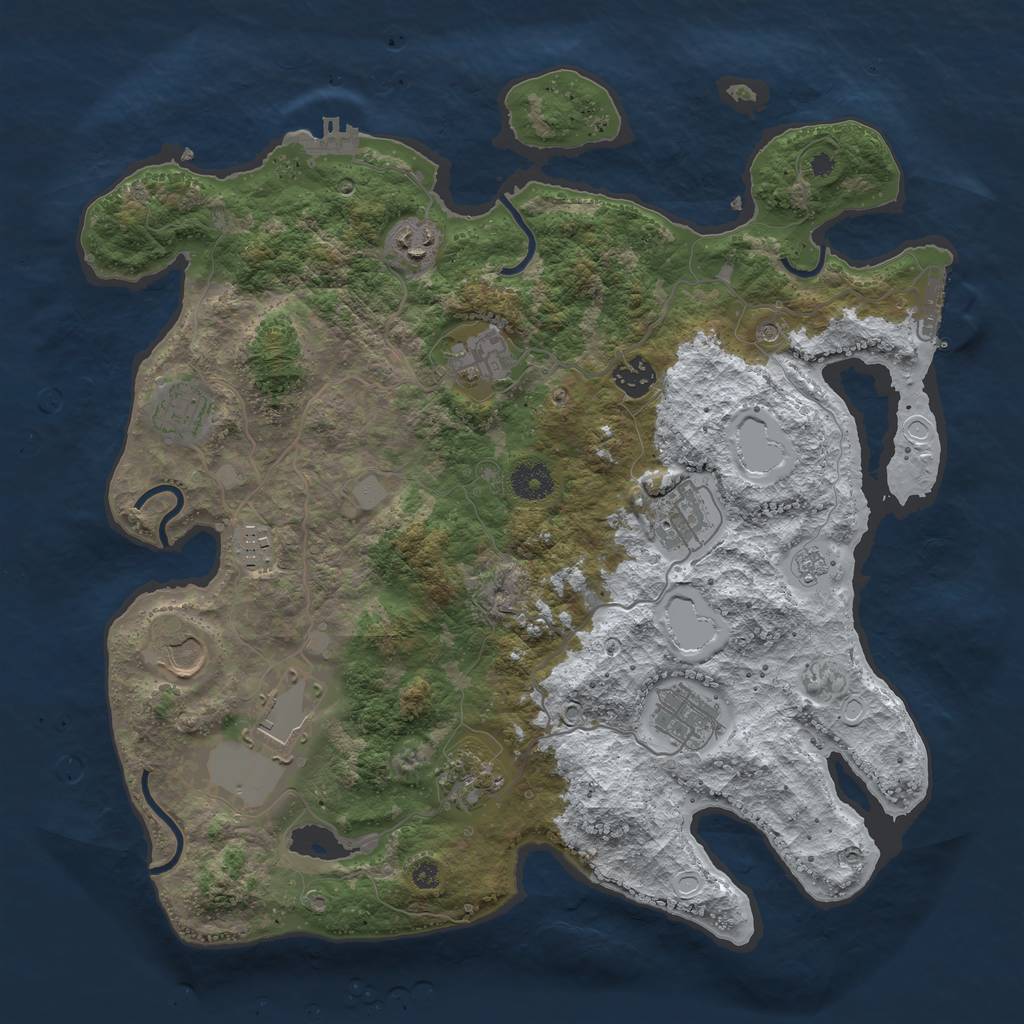 Rust Map: Procedural Map, Size: 3800, Seed: 387035095, 19 Monuments