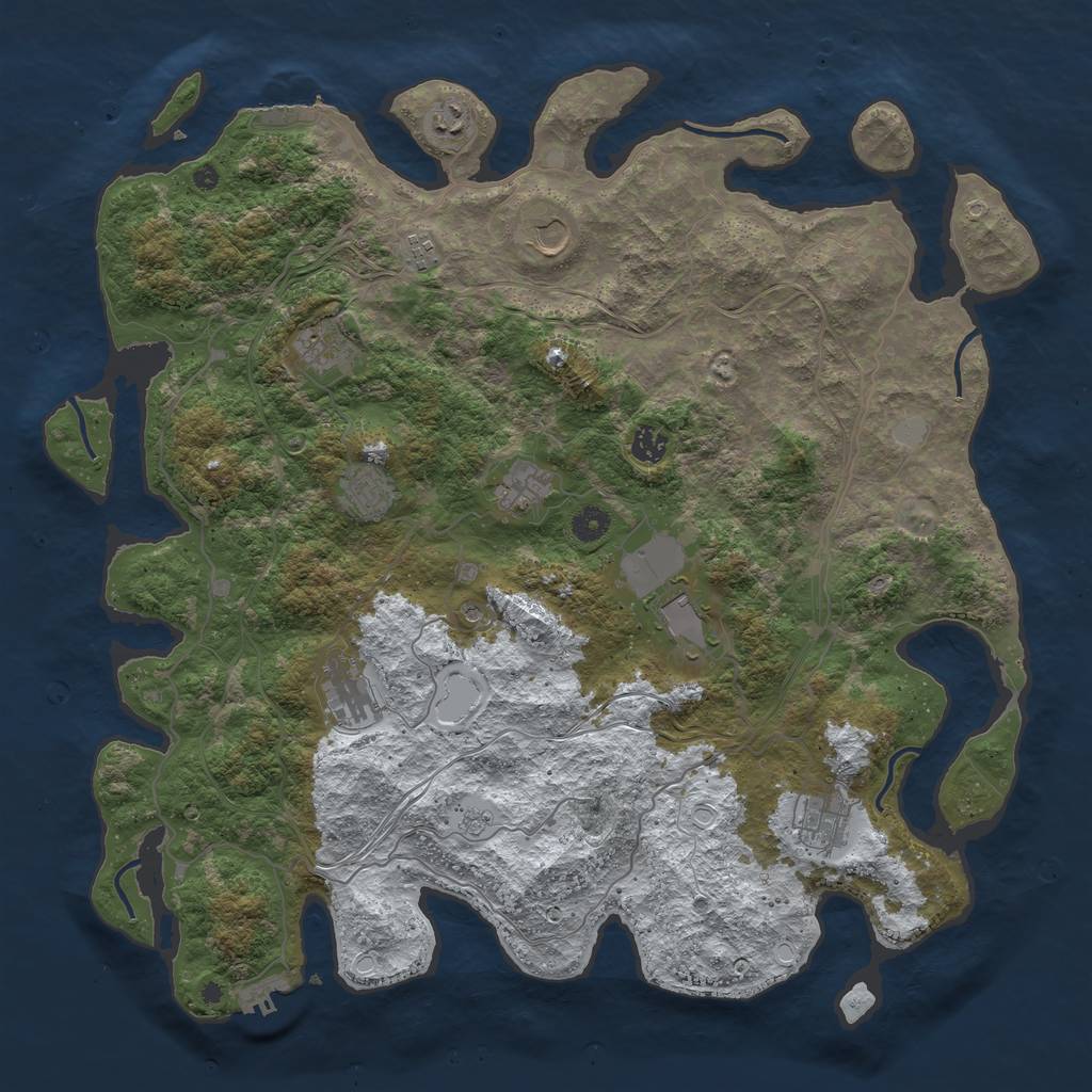 Rust Map: Procedural Map, Size: 4500, Seed: 1487968969, 19 Monuments