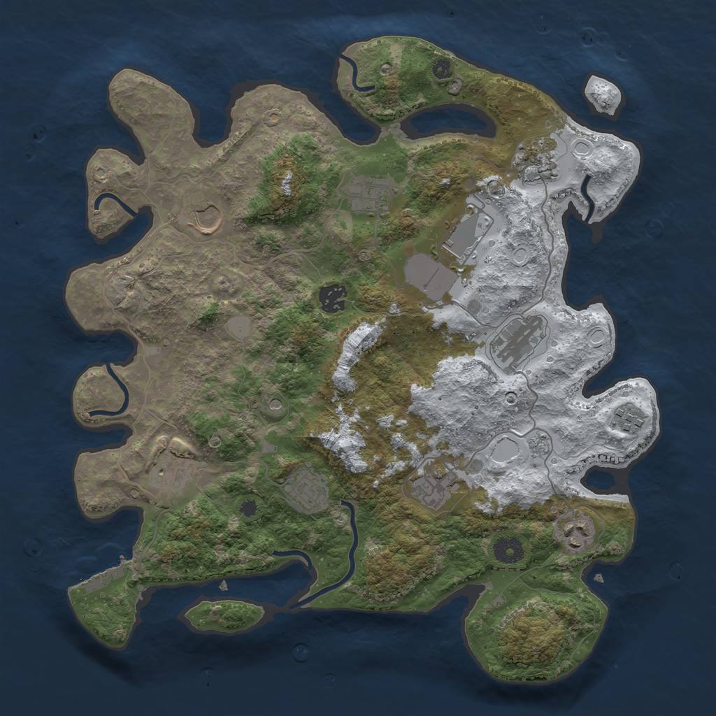 Rust Map: Procedural Map, Size: 3700, Seed: 432233052, 19 Monuments