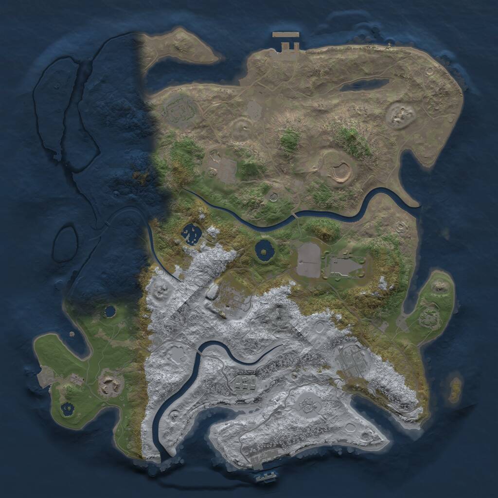 Rust Map: Procedural Map, Size: 3750, Seed: 24325597, 15 Monuments