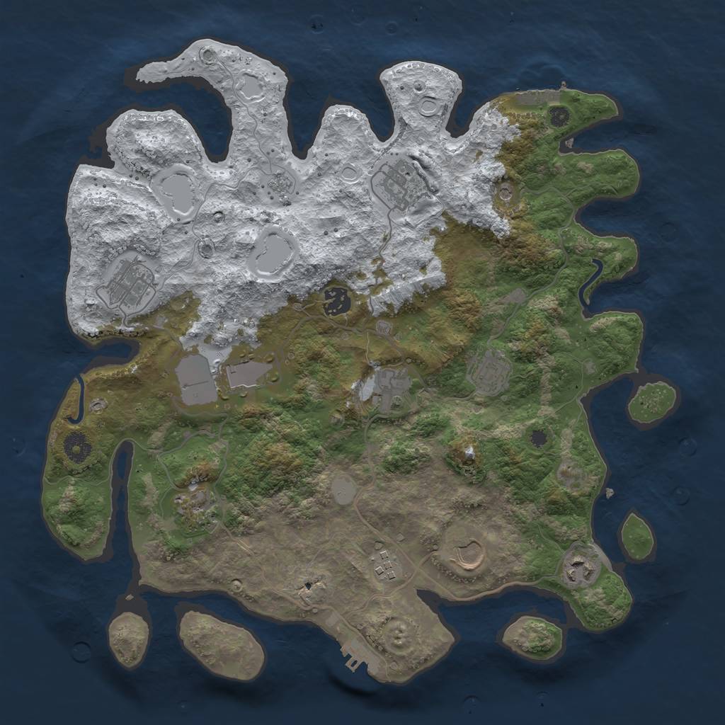 Rust Map: Procedural Map, Size: 3750, Seed: 280105785, 19 Monuments