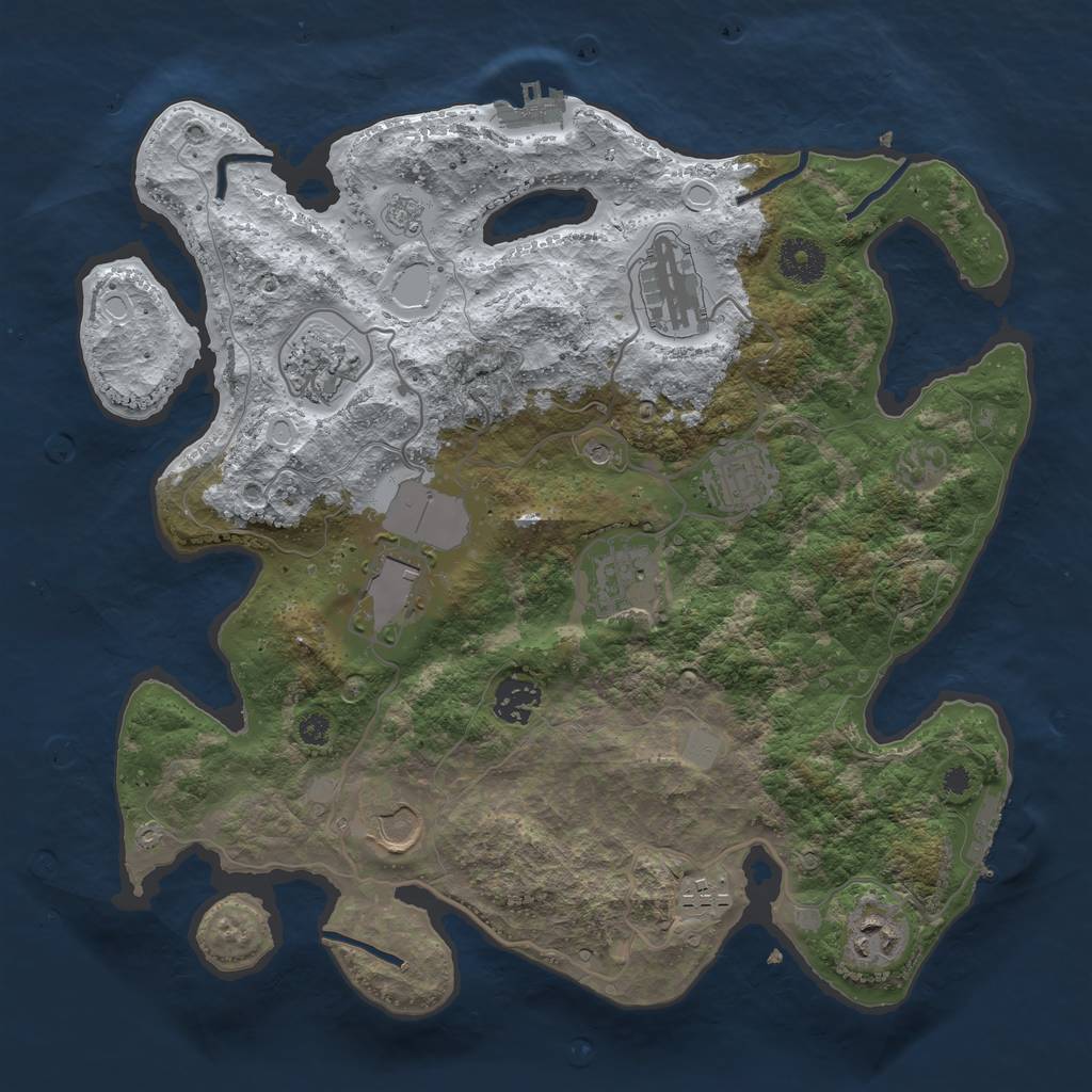 Rust Map: Procedural Map, Size: 3500, Seed: 1911845351, 18 Monuments