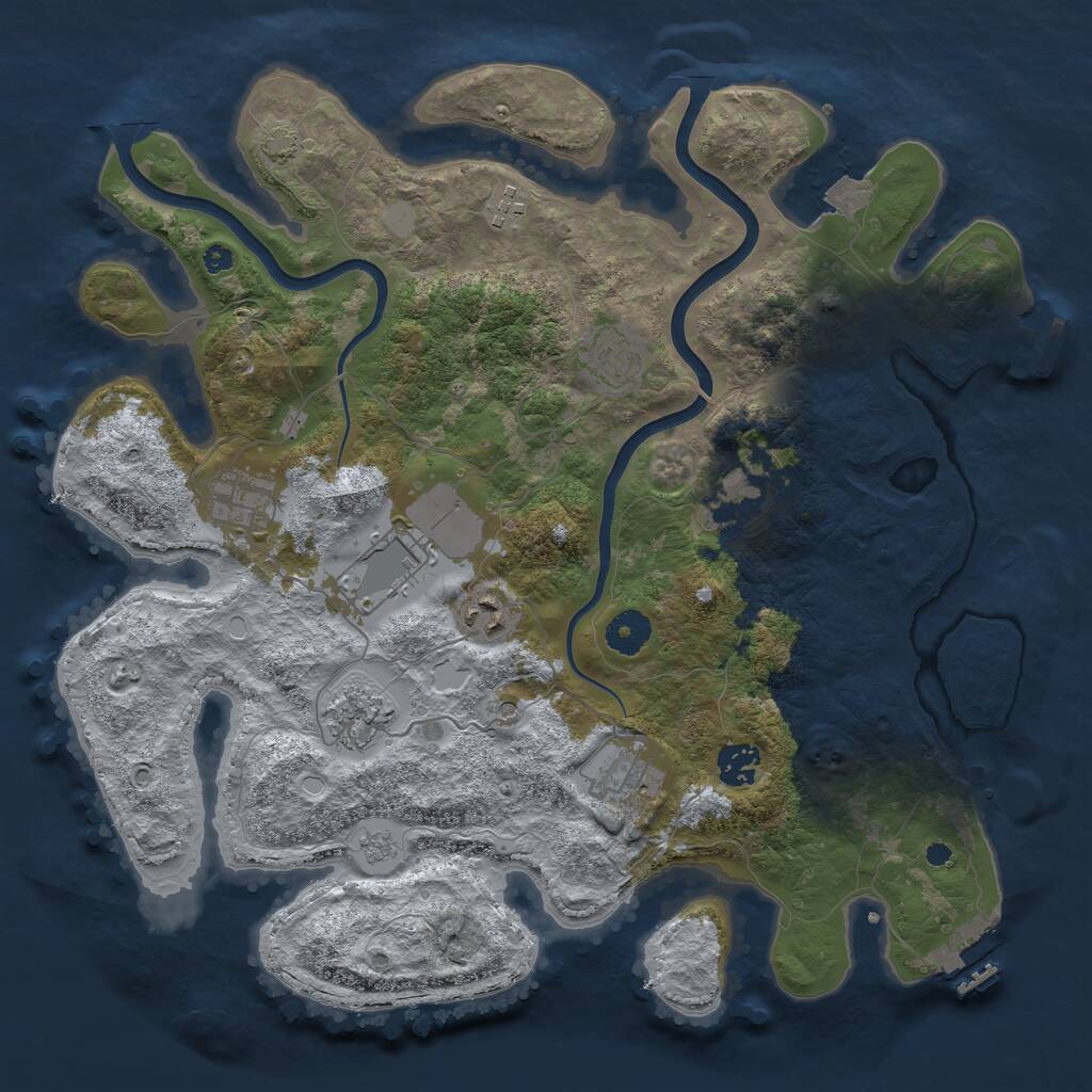 Rust Map: Procedural Map, Size: 3750, Seed: 390937229, 15 Monuments