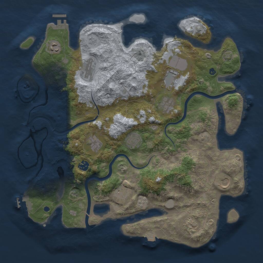 Rust Map: Procedural Map, Size: 3850, Seed: 144309494, 17 Monuments