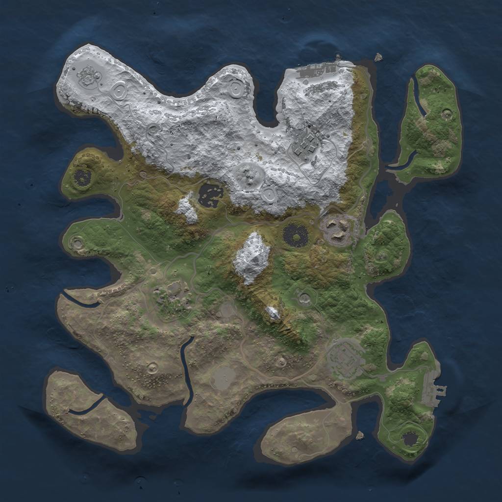 Rust Map: Procedural Map, Size: 3000, Seed: 1816097471, 14 Monuments