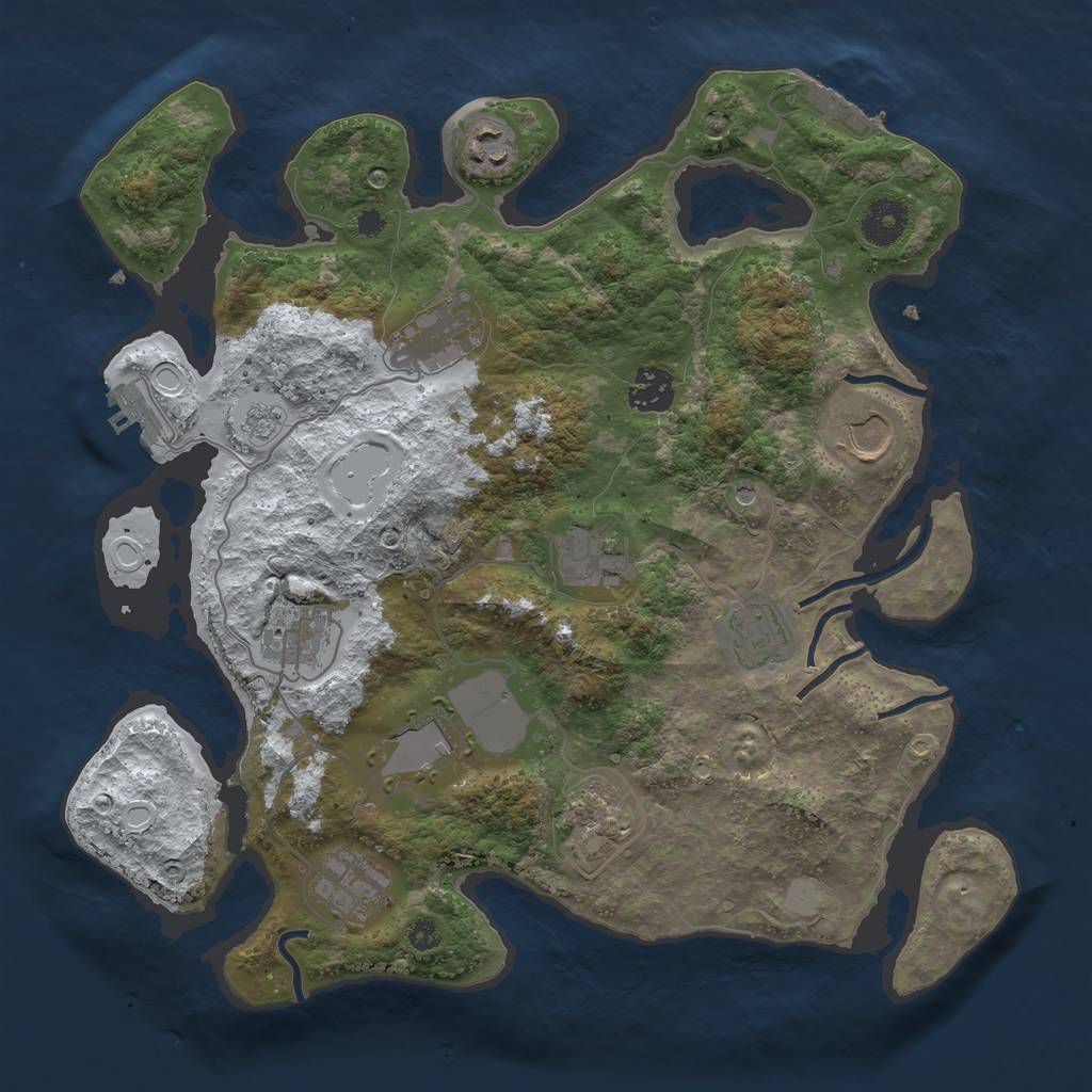 Rust Map: Procedural Map, Size: 3500, Seed: 1555536062, 19 Monuments