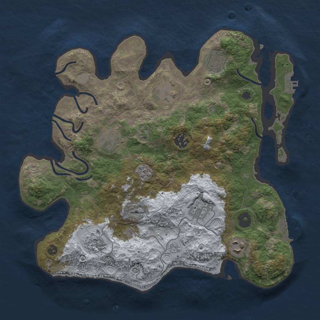 Rust Map: Procedural Map, Size: 3300, Seed: 1362406586, 17 Monuments