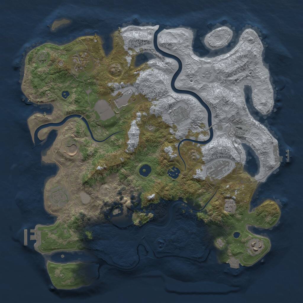 Rust Map: Procedural Map, Size: 3850, Seed: 1335971285, 16 Monuments