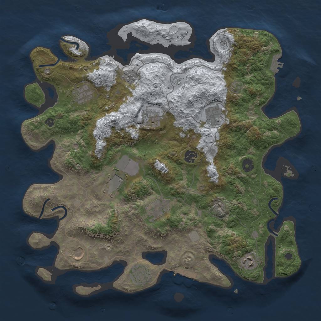Rust Map: Procedural Map, Size: 3800, Seed: 799273674, 19 Monuments