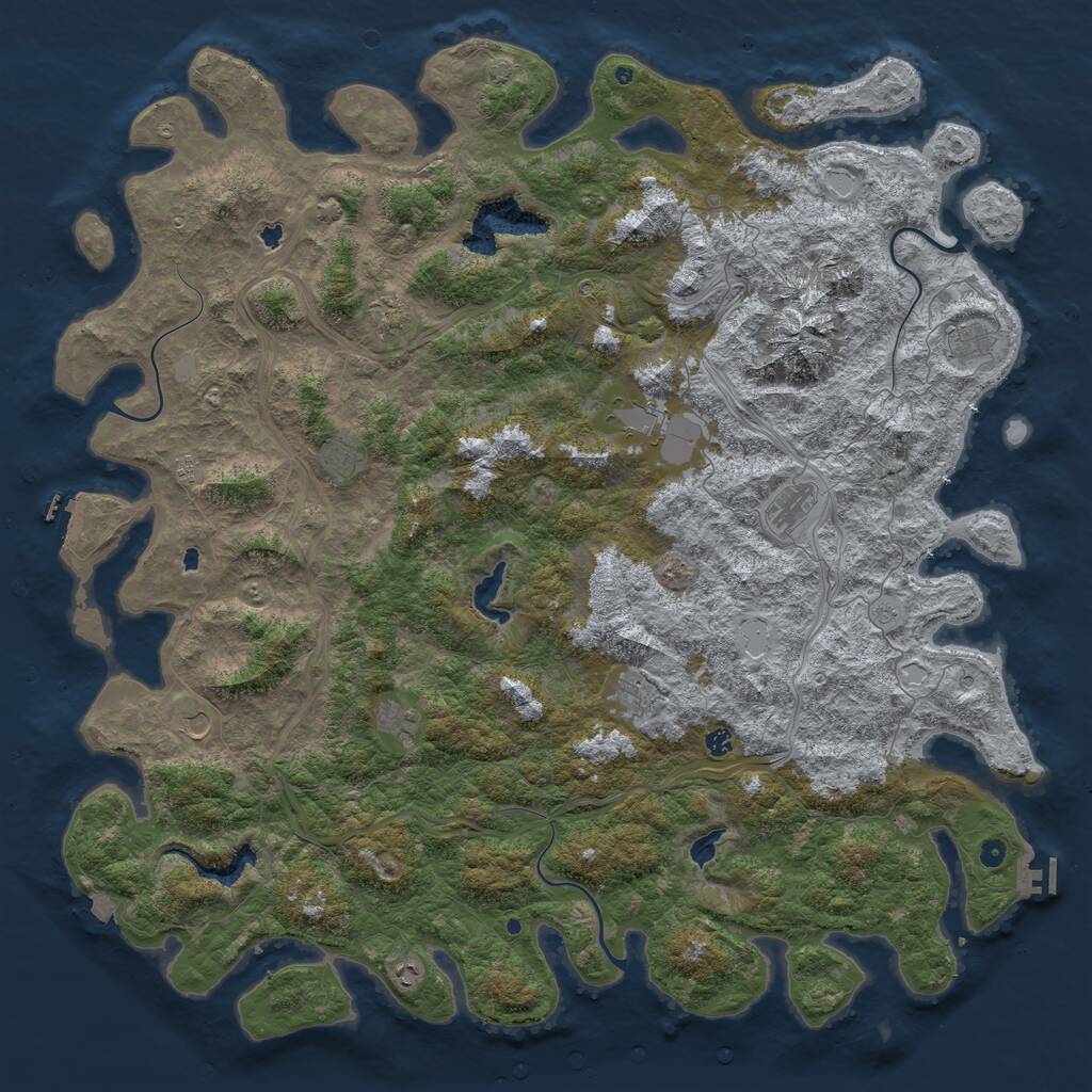 Rust Map: Procedural Map, Size: 6000, Seed: 8948475, 17 Monuments